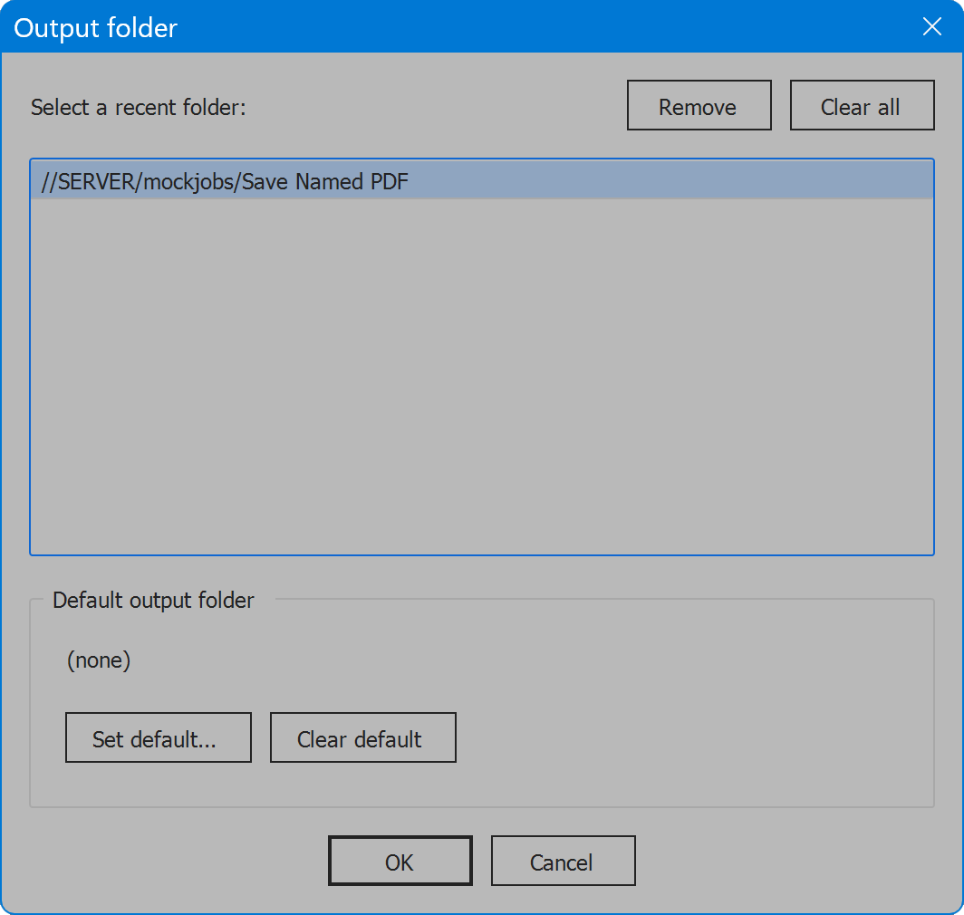 Output folder window