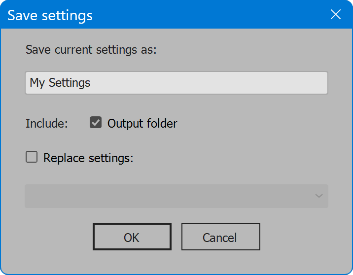 Save Named PDF Save settings