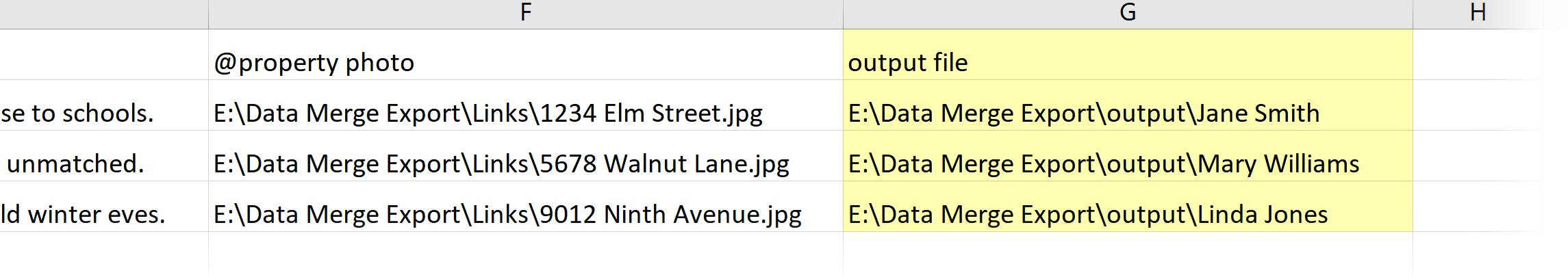 Data Merge Export additional column example