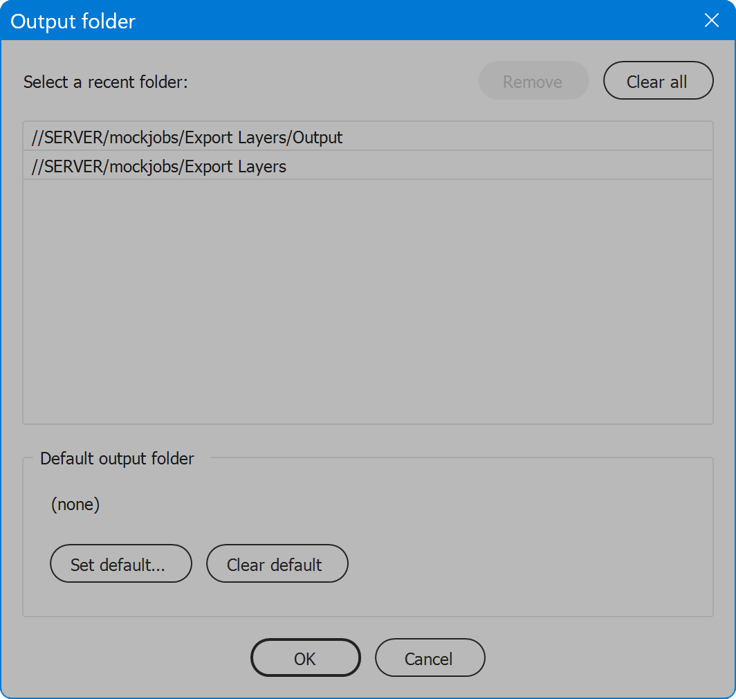Output folder window