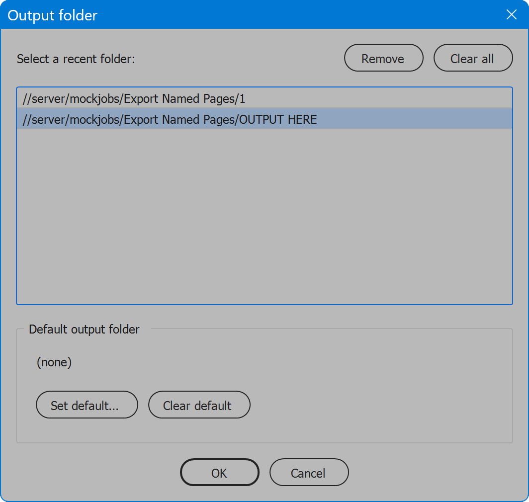 Output folder window