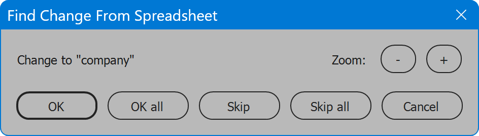 Find Change from Spreadsheet confirm example 1