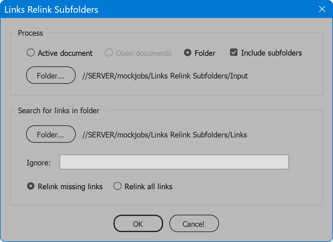 Links Relink Subfolders