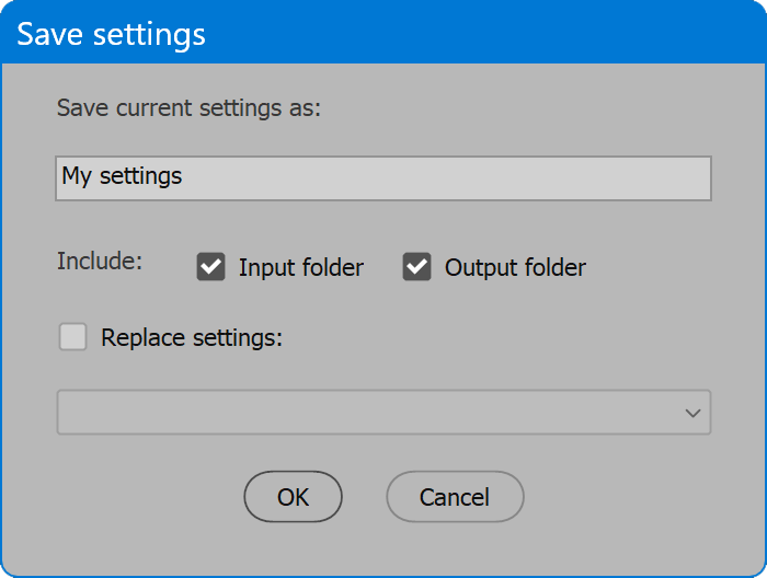 Auto Crop Save settings