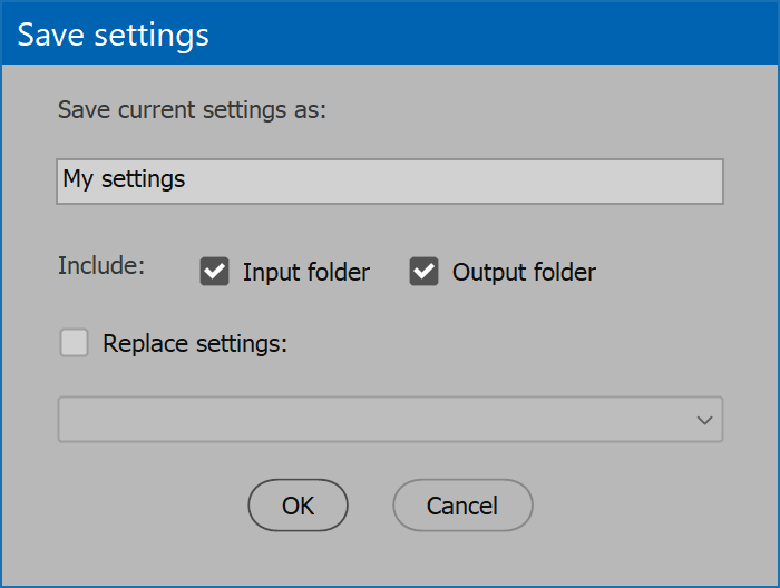 Crop To Template Save settings