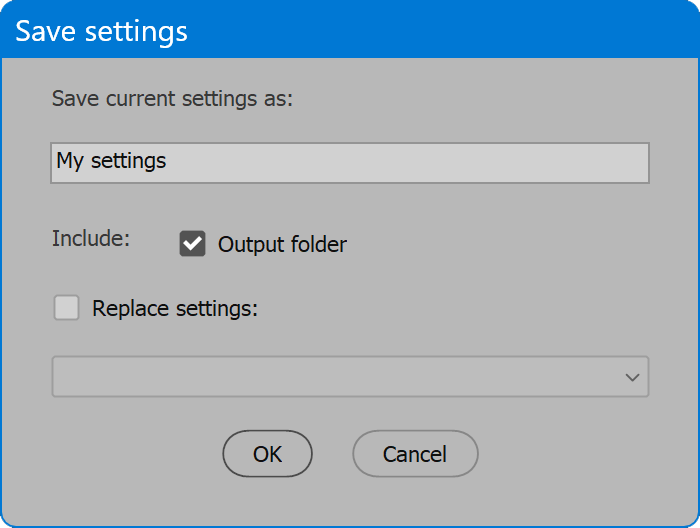 Save Copy Save settings