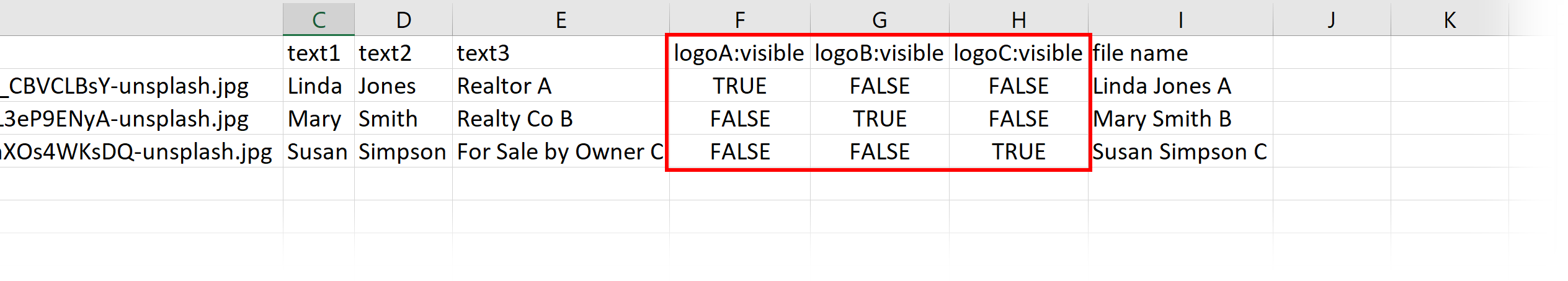 Variable Images Advanced template in data file example